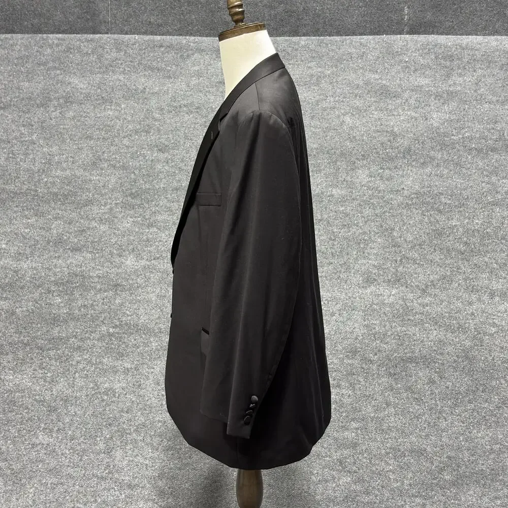 Woolmark Tuxedo Jacket Mens 48 Black Wool Satin Lapel 2 Button Formal Wedding